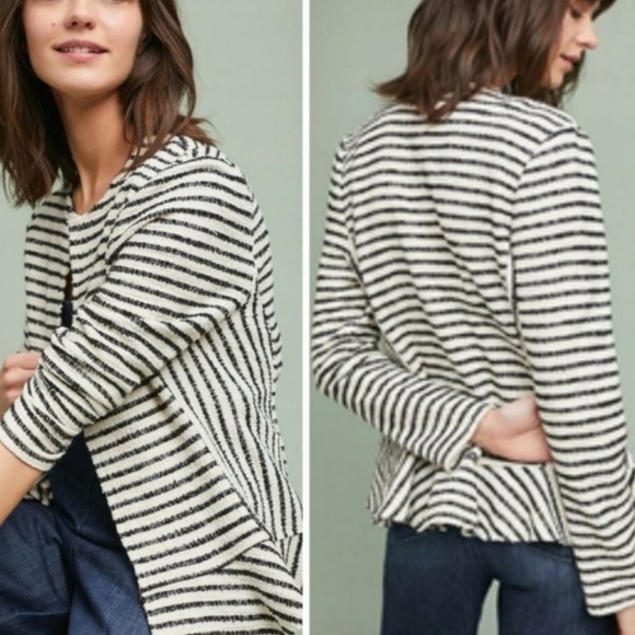 NWT Anthropologie Dolan Left Coast Striped Textured Peplum Jacket XS - Picture 1 of 15